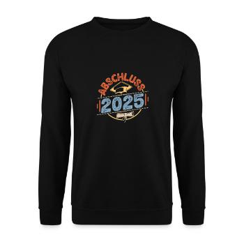 Abitur ABSCHLUSS 2025 Abi Geschafft Lustiges - Unisex Pullover - Schwarz - Vorne - Alina (178cm) & Michal (187cm)
