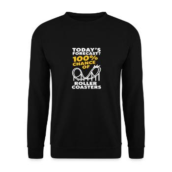 Heutige Prognose? 100% Chance Auf Achterbahnen - Unisex Pullover - Schwarz - Vorne - Alina (178cm) & Michal (187cm)