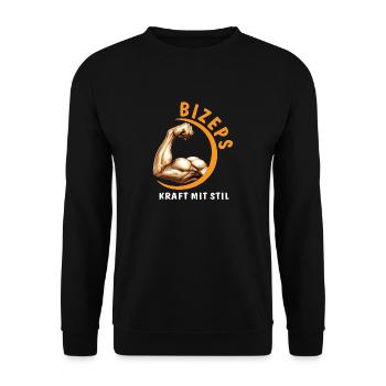 BIZEPS KRAFT MIT STIL - Unisex Pullover - Schwarz - Vorne - Alina (178cm) & Michal (187cm)