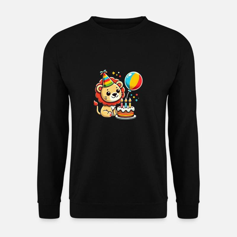 Lion Kid Celebrating Birthday - Unisex Pullover - Schwarz