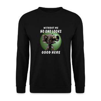 FILMKAMERA WITHOUT ME NO ONE LOOKS - Unisex Pullover - Schwarz - Vorne - Alina (178cm) & Michal (187cm)