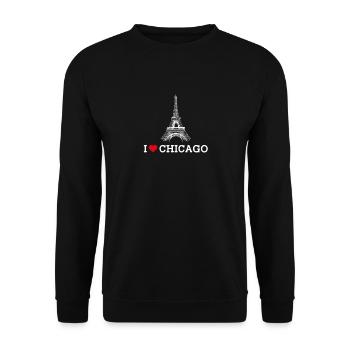 I Love Chicago Heart Flag Eiffel Tower Lover Pun - Unisex Sweatshirt - black - Front - Alina (178cm) & Michal (187cm)