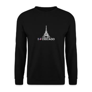 I Love Chicago Illinois Cool Eiffel Tower Lover - Unisex Sweatshirt - black - Front - Alina (178cm) & Michal (187cm)