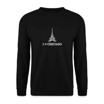 I Love Chicago Cool Eiffel Tower Lover Heart Flag - Unisex Sweatshirt - black - Front - Alina (178cm) & Michal (187cm)