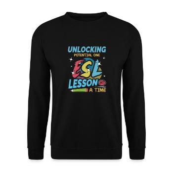 ESL-Lehrer ESL Unterricht - Unisex Pullover - Schwarz - Vorne - Alina (178cm) & Michal (187cm)