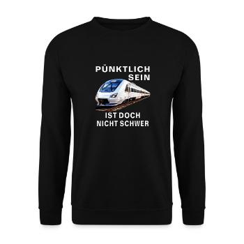 ZUG PÜNKRTLICH SEIN IST NICHT SHWER - Unisex Pullover - Schwarz - Vorne - Alina (178cm) & Michal (187cm)