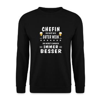 CHEFIN DU WIRST IMMER BESSER - Unisex Pullover - Schwarz - Vorne - Alina (178cm) & Michal (187cm)