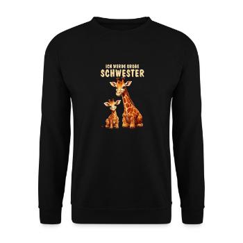 GIRAFFEN WERDE GROßE SCHWESTER - Unisex Pullover - Schwarz - Vorne - Alina (178cm) & Michal (187cm)