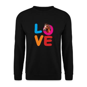 LOVE PFERD - Unisex Pullover - Schwarz - Vorne - Alina (178cm) & Michal (187cm)