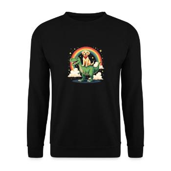 Labrador Hund Dinosaurier Regenbogen Labrador - Unisex Pullover - Schwarz - Vorne - Alina (178cm) & Michal (187cm)