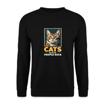 Funny Cat Cat Cat Cat Cat Lover - Unisex Sweatshirt - black - Front - Alina (178cm) & Michal (187cm)