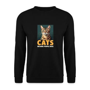 Funny Cat Cat Cat Cat Cat Lover - Unisex Sweatshirt - black - Front - Alina (178cm) & Michal (187cm)