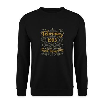 Geschenkidee Februar 1993 Geburtstag Februar 1993 - Unisex Pullover - Schwarz - Vorne - Alina (178cm) & Michal (187cm)