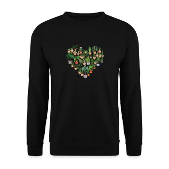 Plant Lover Gardening Heart - Unisex Sweatshirt - black - Front - Alina (178cm) & Michal (187cm)