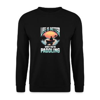 Life is better when paddling at - Unisex Sweatshirt - black - Front - Alina (178cm) & Michal (187cm)