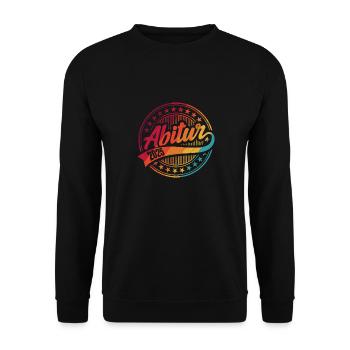 ABI 2025 Abitur Abschluss Lustiges Abiturienten - Unisex Pullover - Schwarz - Vorne - Alina (178cm) & Michal (187cm)