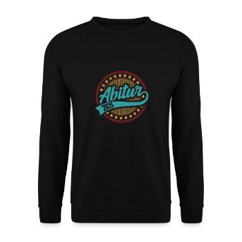 ABI 2025 Abitur Abschluss Lustiges Abiturienten - Unisex Pullover - Schwarz - Vorne - Alina (178cm) & Michal (187cm)