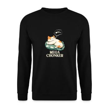 Mega Chonker Cat Thought Bubble Fish - Unisex Sweatshirt - black - Front - Alina (178cm) & Michal (187cm)
