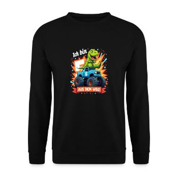 Dinosaurier 5. Geburtstag Monstertruck - Unisex Pullover - Schwarz - Vorne - Alina (178cm) & Michal (187cm)