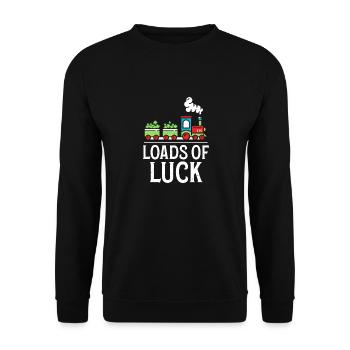 Loads Of Luck Zug St. Patricks Kleeblatt - Unisex Pullover - Schwarz - Vorne - Alina (178cm) & Michal (187cm)