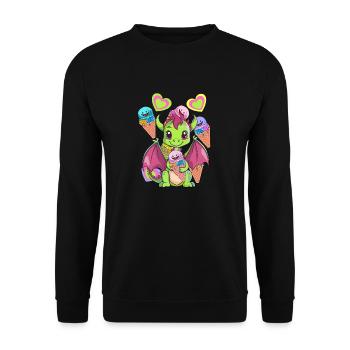 Eis Eiskreme Eiscrem Kinder Kind Drache Drachen - Unisex Pullover - Schwarz - Vorne - Alina (178cm) & Michal (187cm)
