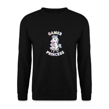Gaming Unicorn Gamer Princess Fun - Unisex Sweatshirt - black - Front - Alina (178cm) & Michal (187cm)