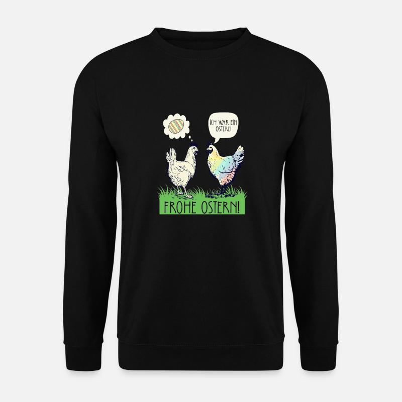 Lustiges buntes Huhn Frohe Ostern Osterei - Unisex Pullover - Schwarz