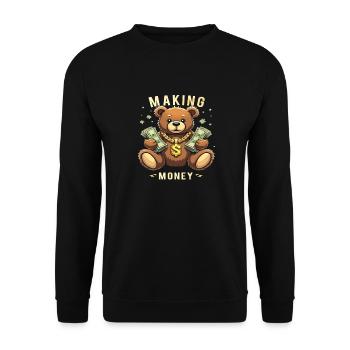 Making Money Money Bear Hustler Erfolgreiche - Unisex Pullover - Schwarz - Vorne - Alina (178cm) & Michal (187cm)