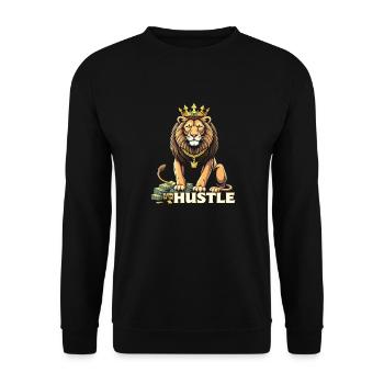 Hustle King – Lion Lion Winners & Movers & Shakers - Unisex Sweatshirt - black - Front - Alina (178cm) & Michal (187cm)