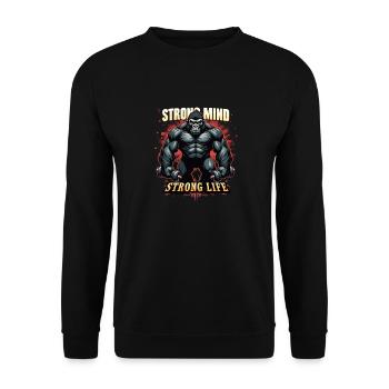 Strong Mind Strong Life Fitness Sportler Gym - Unisex Pullover - Schwarz - Vorne - Alina (178cm) & Michal (187cm)