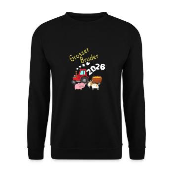 Großer Bruder 2026 Traktor Bauernhof Geschwister - Unisex Pullover - Schwarz - Vorne - Alina (178cm) & Michal (187cm)