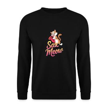 Sax Meow Cat Playing Saxophone Funny - Unisex Sweatshirt - black - Front - Alina (178cm) & Michal (187cm)