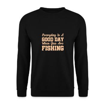 Fishing Makes a Good Day - Unisex Sweatshirt - black - Front - Alina (178cm) & Michal (187cm)