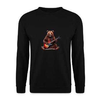 BEAR ROCK GUITAR PLAY GUITAR - Unisex Sweatshirt - black - Front - Alina (178cm) & Michal (187cm)