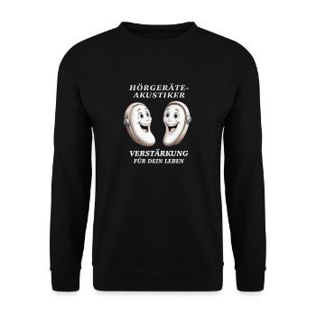HÖRGERÄTEAKUSTIKER - Unisex Pullover - Schwarz - Vorne - Alina (178cm) & Michal (187cm)