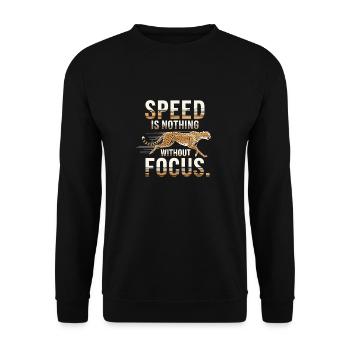 Geschwindigkeit Ist Nichts Ohne Fokus Gepard - Unisex Pullover - Schwarz - Vorne - Alina (178cm) & Michal (187cm)