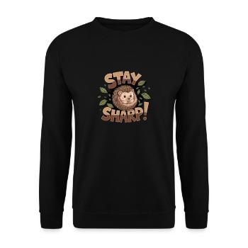 Stay sharp hedgehog with leaves surrounded cute - Unisex Sweatshirt - black - Front - Alina (178cm) & Michal (187cm)