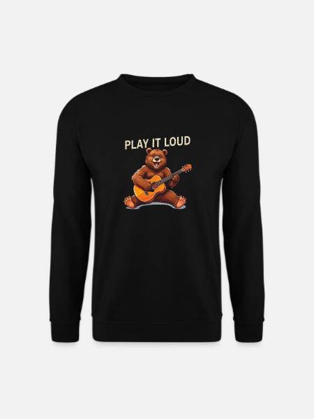 BEAR GUITAR PLAY IT LOUD - Unisex Sweatshirt - black