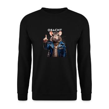 RATTE OBACHT - Unisex Pullover - Schwarz - Vorne - Alina (178cm) & Michal (187cm)