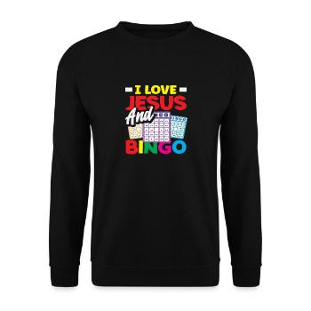 Ich Liebe Jesus Und Bingo Spieler Freude - Unisex Pullover - Schwarz - Vorne - Alina (178cm) & Michal (187cm)