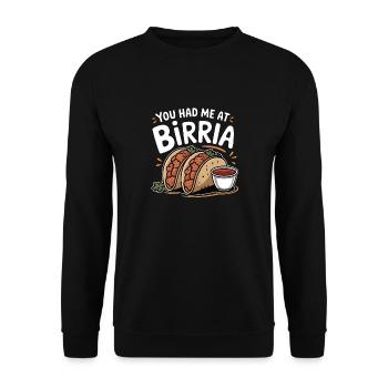 Du hattest mich bei Birria Tacos geholfen Lustiges mexikanisches Essen - Unisex Pullover - Schwarz - Vorne - Alina (178cm) & Michal (187cm)