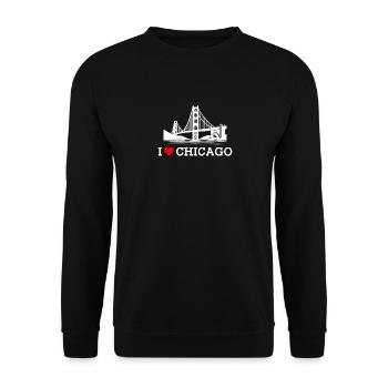 I Love Chicago Heart Flag Golden Gate Bridge Pun - Unisex Sweatshirt - black - Front - Alina (178cm) & Michal (187cm)