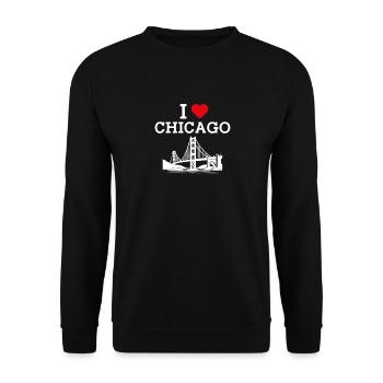 Ich liebe Chicago Wortspiel Golden Gate Bridge Lover Flagge - Unisex Pullover - Schwarz - Vorne - Alina (178cm) & Michal (187cm)