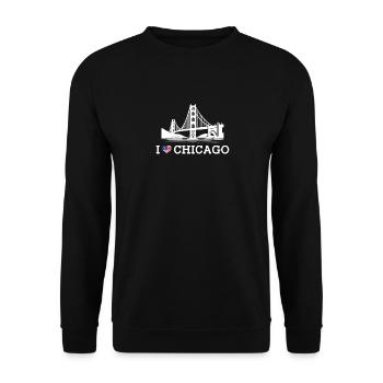I Love Chicago Golden Bridge Cool Flag USA Heart - Unisex Sweatshirt - black - Front - Alina (178cm) & Michal (187cm)