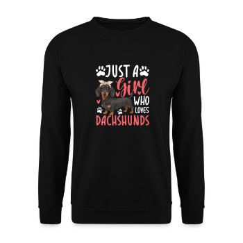 Just A Girl Who Loves Dachshunds - Unisex Pullover - Schwarz - Vorne - Alina (178cm) & Michal (187cm)