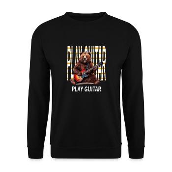 BEAR ROCK GUITAR PLAY GUITAR - Unisex Sweatshirt - black - Front - Alina (178cm) & Michal (187cm)