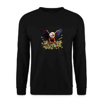 Eagle, Money - Unisex Sweatshirt - black - Front - Alina (178cm) & Michal (187cm)