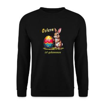 OSTERHASE Ostern ist gekommen - Unisex Pullover - Schwarz - Vorne - Alina (178cm) & Michal (187cm)