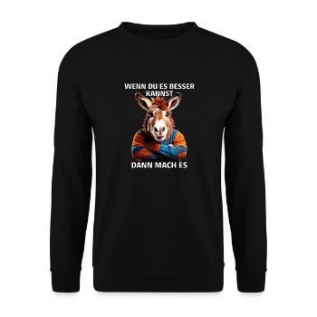 WWENN DU ES BESSER KANNST DANN MACH ES - Unisex Pullover - Schwarz - Vorne - Alina (178cm) & Michal (187cm)