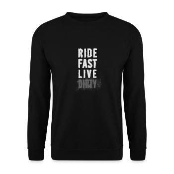 RIDE FAST LIVE DIRTY – Mountain Bike - Motocross - Unisex Sweatshirt - black - Front - Alina (178cm) & Michal (187cm)